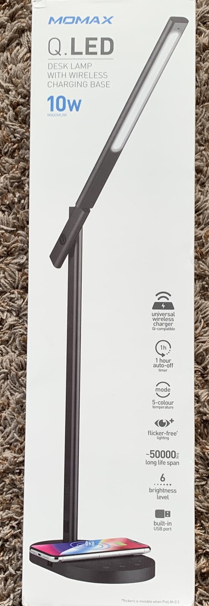 MOMAX LED Desk Lamp With 10W Wireless Charger, 270° Folding Metal Table Lamp