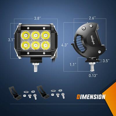 Nilight 2PCS 18W 4inch LED Work Light Bar Flood Driving Fog Lights Off Road 5/7