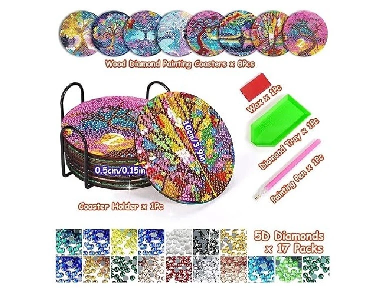 8pcs 5D Diamond Art Coaster Tree of Life Coasters DIY Mystical Diamond Coasters - Image 3 of 4
