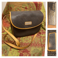 Vintage Ted Lapidus Made In Paris France Leather Small Embossed Logo Crossbody