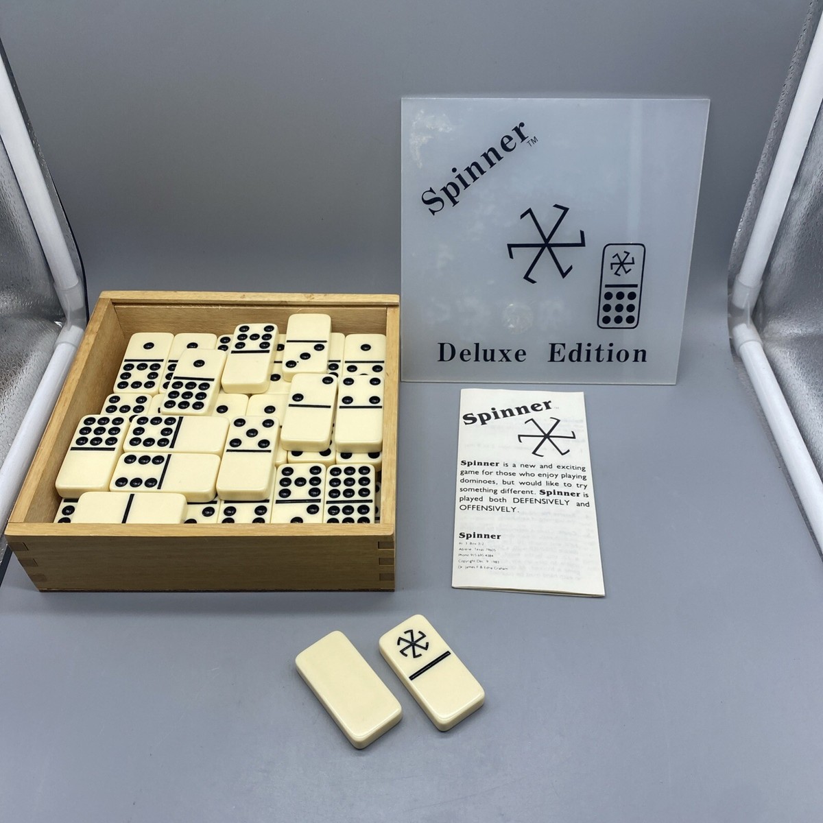 Spinner Deluxe Edition Vintage Domino Game In Wooden Box Double