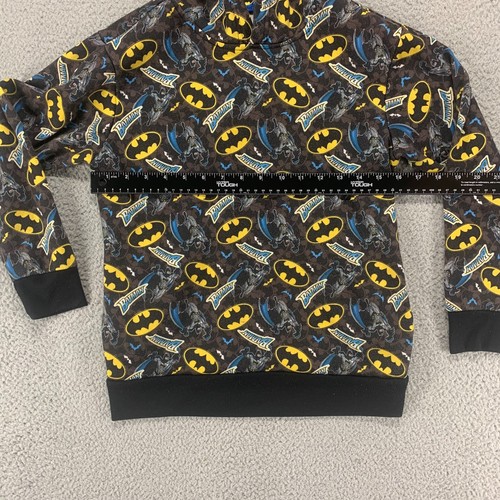 Batman Hoodie Boys Medium Black Yellow Super Hero Sweatshirt DC Comics Logo - Picture 8 of 15