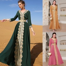 Dubai Women Evening Long Dress Abaya Muslim Kaftan Elegant Robe Party Gown Prom