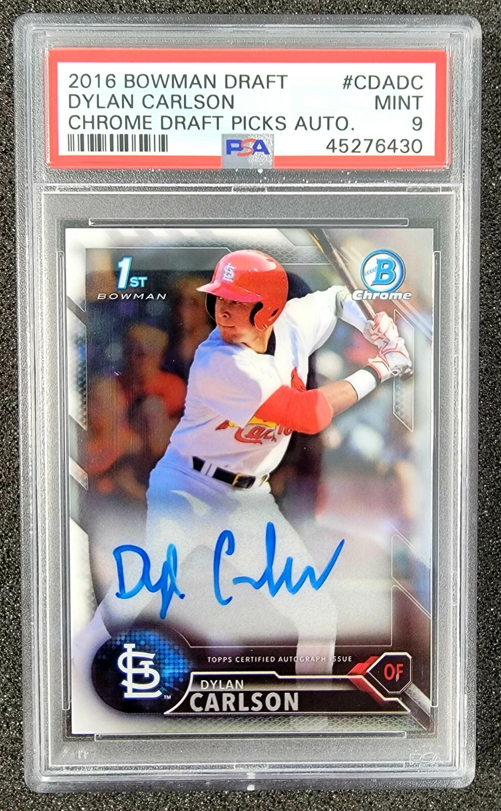2016 Bowman Draft Chrome 1st Auto Dylan Carlson #CDA-DC PSA 9 Autograph