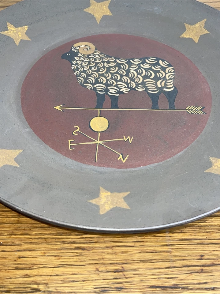 Kathy Graybill Hearthside Large Plate Weathervane Ram Sheep Signed Platter - Image 2 of 4