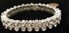Crystal Rhinestone Stretch Tennis Bracelet V215 New Silver Bezel Set Double Row