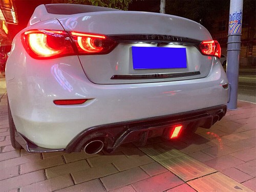 Difusor de parachoques trasero de aspecto de fibra de carbono + cubierta lateral para Infiniti Q50 2018-2020 - Imagen 9 de 9