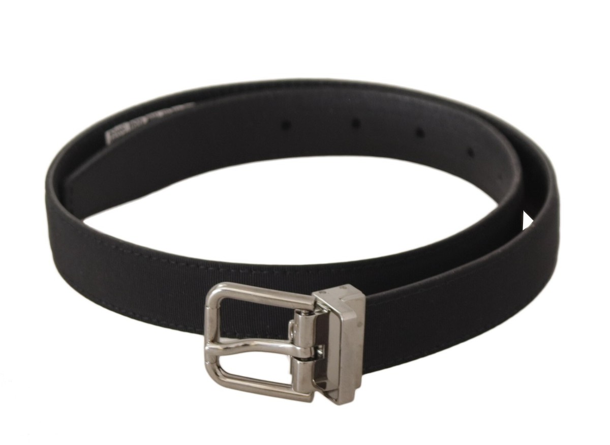 DOLCE & GABBANA Belt Black Canvas Leather Silver Tone Metal  display picture 1