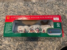 6 Outlet Indoor Winter Fun Power Strip 2.5 Ft Cord New In Open Box