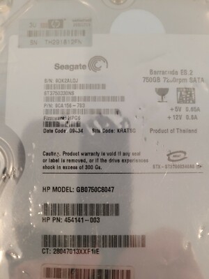 HP GB0750C8047 750 GB, 7200 RPM (454141-003) HDD /w Tray - STILL SEALED