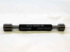 NEW 9/16 12 UNC 3B THREAD PLUG GAGE .5625 GO NO GO P.D.'S .5084 .5135 TOOL