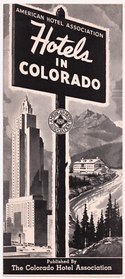Vintage Hotels in Colorado Prospekt Karte Liste Reise Tourist AHA 1950er