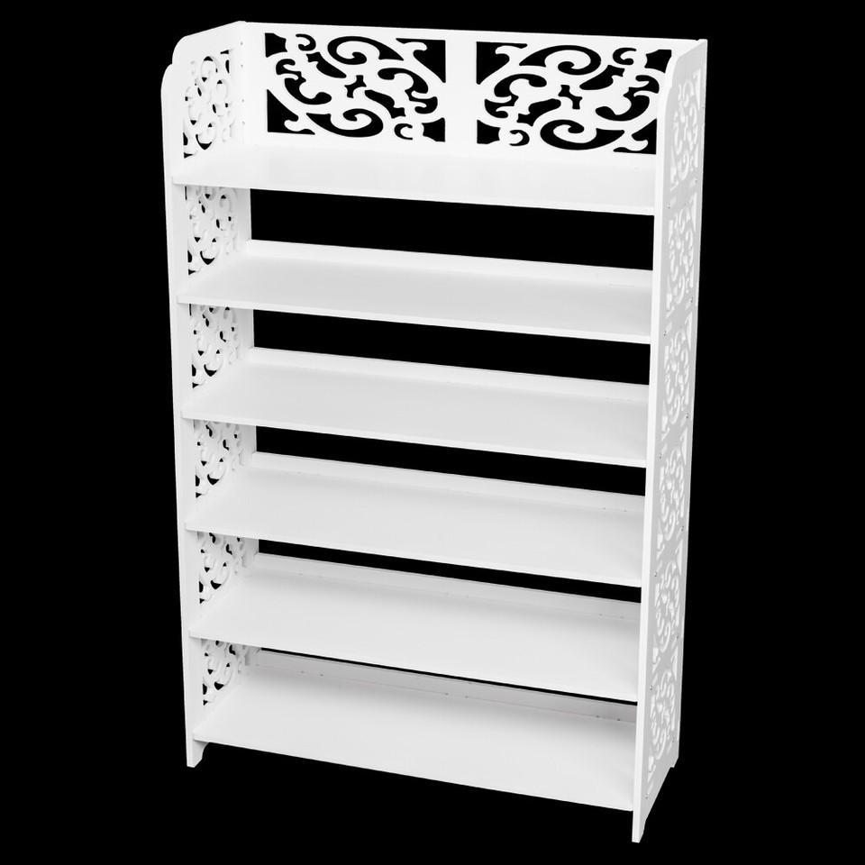 LEADZM Woodplastic Board Six Tiers Carved Shoe Rack White B eBay