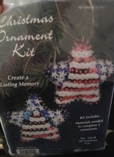 New Vintage Sulyn ALL AMERICAN STARS Sequin Christmas Ornament Craft Kit Makes 2