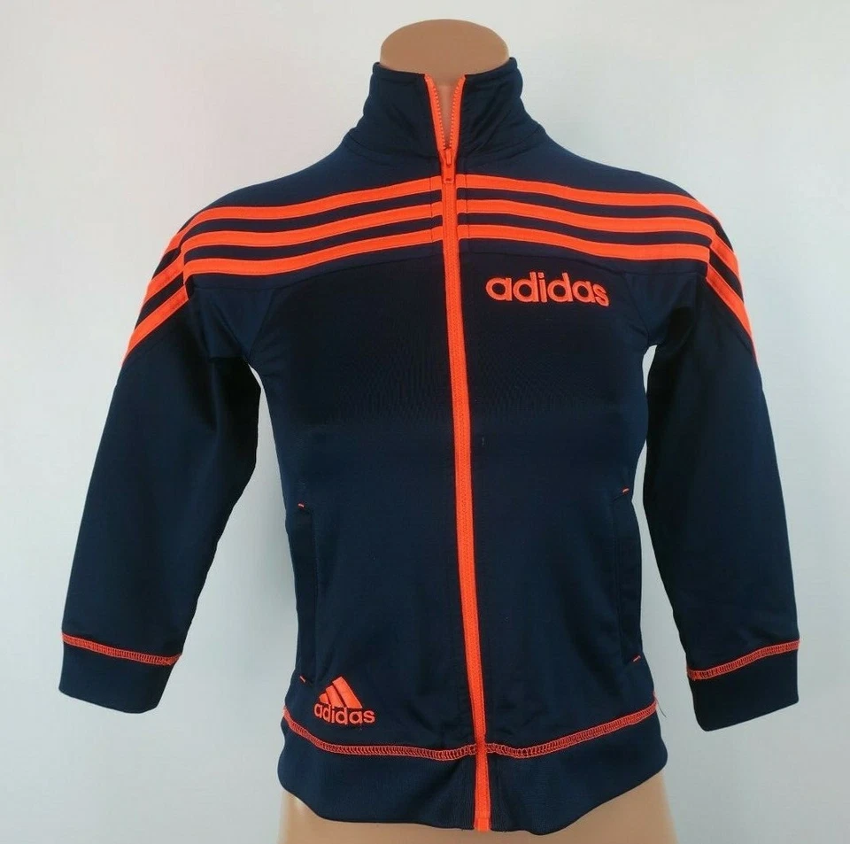 Adidas Niños Grandes Jóvenes 7 Azul NEÓN Naranja Entrenamiento Atlético Fútbol Pista Chaqueta Foto 3 de 4