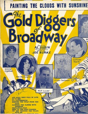 Painting the Clouds with Sunshine 1929 Sheet Music The Gold Diggers of Broadway