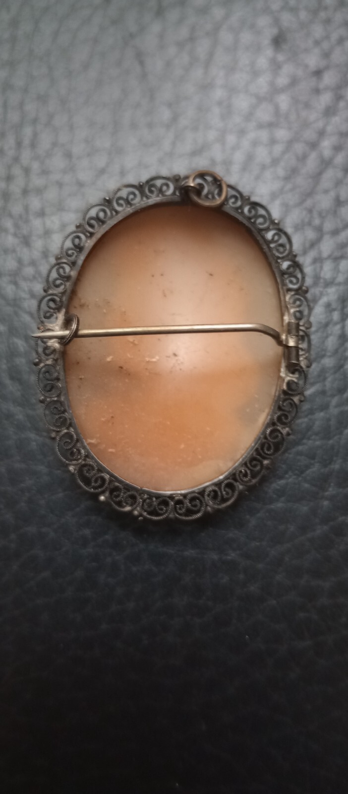 Antique Art Nouveau Carved Shell Cameo Portrait Pin - Gem