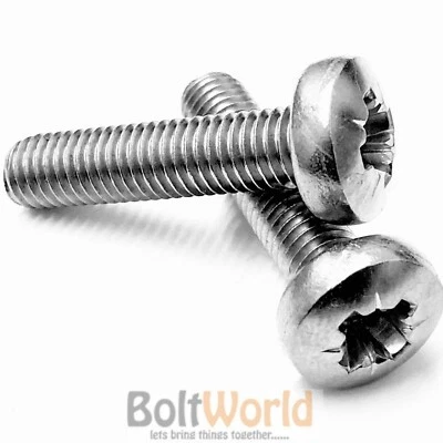 BOLT WORLD M3 / 3mm A2 STAINLESS STEEL POZI PAN HEAD MACHINE SCREWS POZIDRIVE BOLTS UK