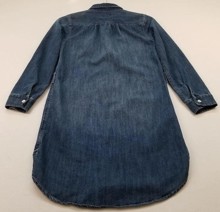 Old Navy Shirt Dress Girl's Large L Blue Long Sleeves Pockets Chambray Casual - Image 4 of 4
