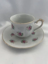 Vintage FTD China - Cup and Saucer Floral Made in Japan Cat. No. 202.