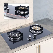 Kitchen Natural Gas Cooker Gas Cooktop Stove Top 2 Burners Built-in NG Gas Stove