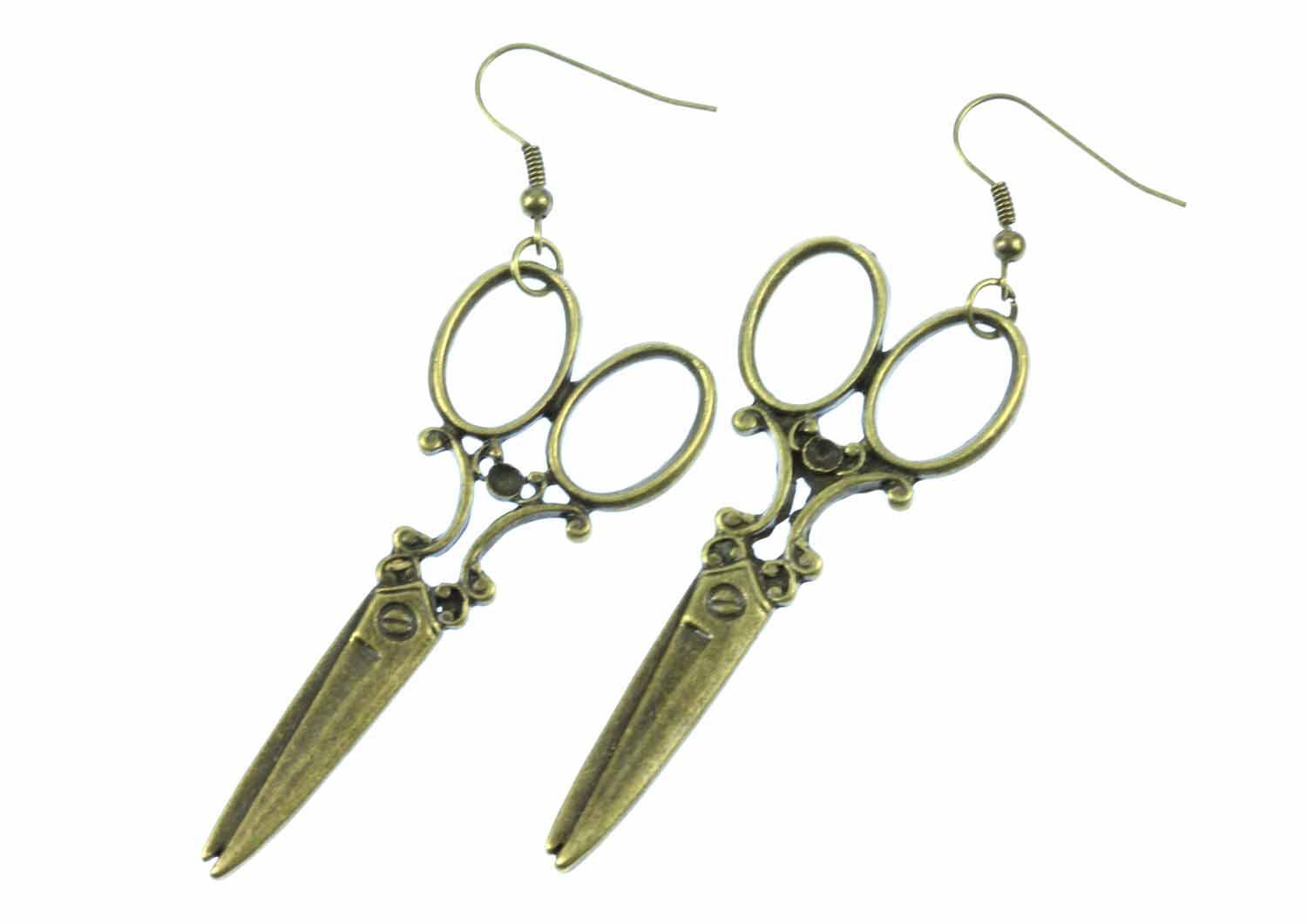 Bronze Hairdresser Scissors Earrings 6cm Pendant