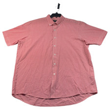 Club Room Button Down Shirt Mens Size XL Red White Checkers Short Sleeve