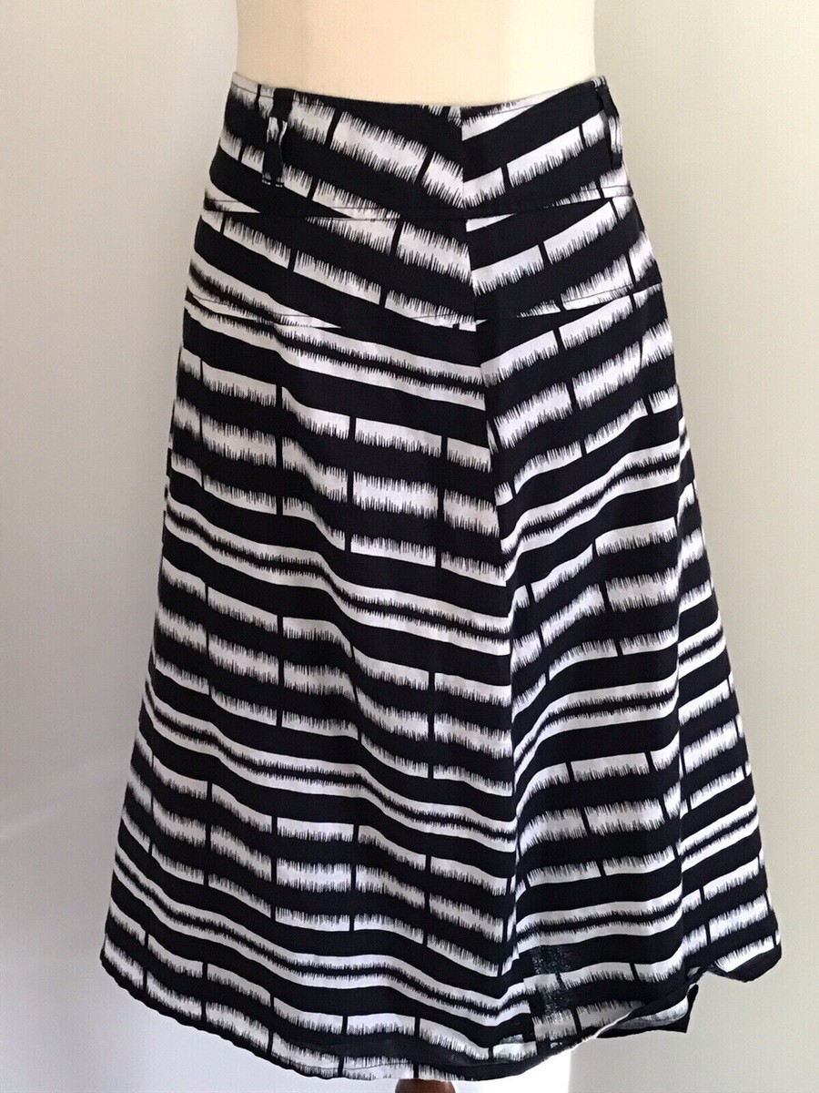 Regatta Black White Geometrical Pattern Yoke A Line Linen Blend