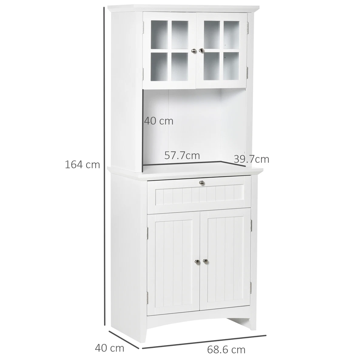 Small kitchen hutch with glass doors deals