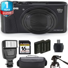 Canon PowerShot SX740 HS Camera Black  Extra Battery  Flash 1 Yr Warranty