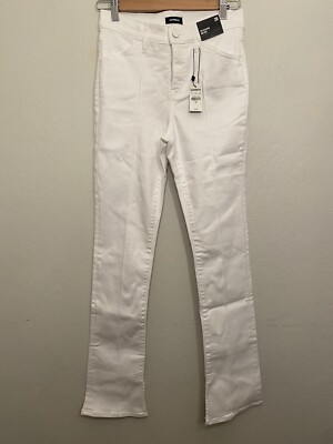 NEW! EXPRESS WOMEN'S MID RISE SKYSCRAPER WHITE JEANS SIZE 2R FIRE FIERCE CUT