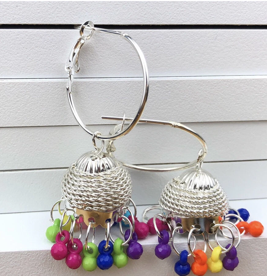 Colourful jhumka shop earrings