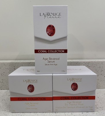 La Rouge Pierre Coral Collection Anti Age Reversal Serum Cream Mask 3 Piece Set 