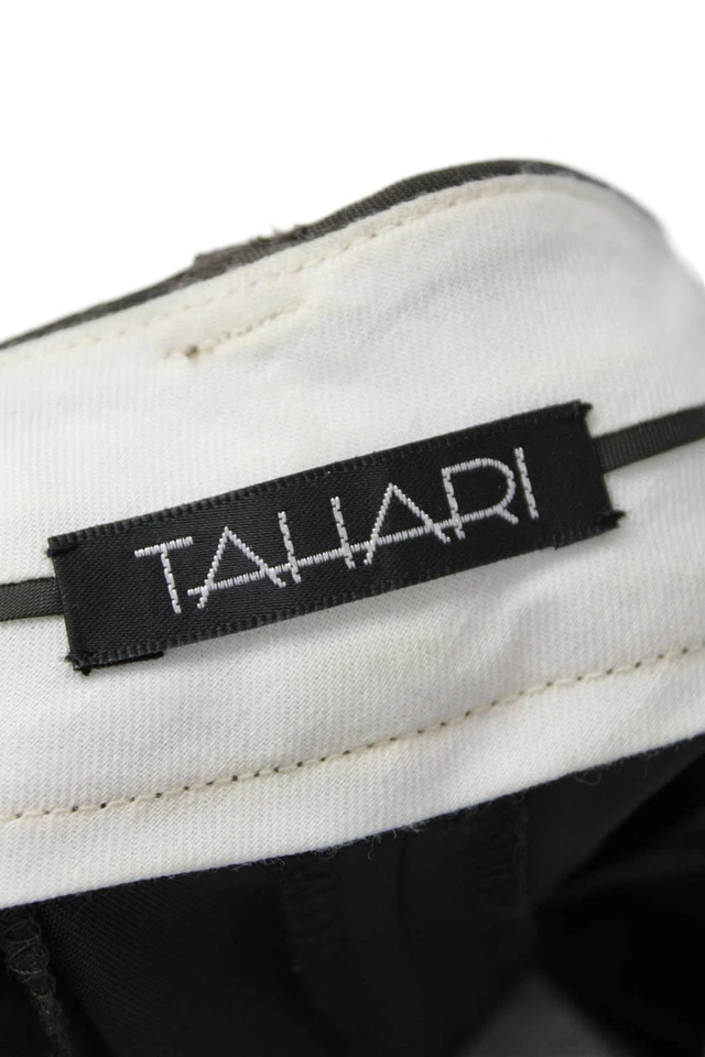 Calças femininas Tahari frente plana sólida cintura média perna larga marrom tamanho 6 - Imagem 4 de 4