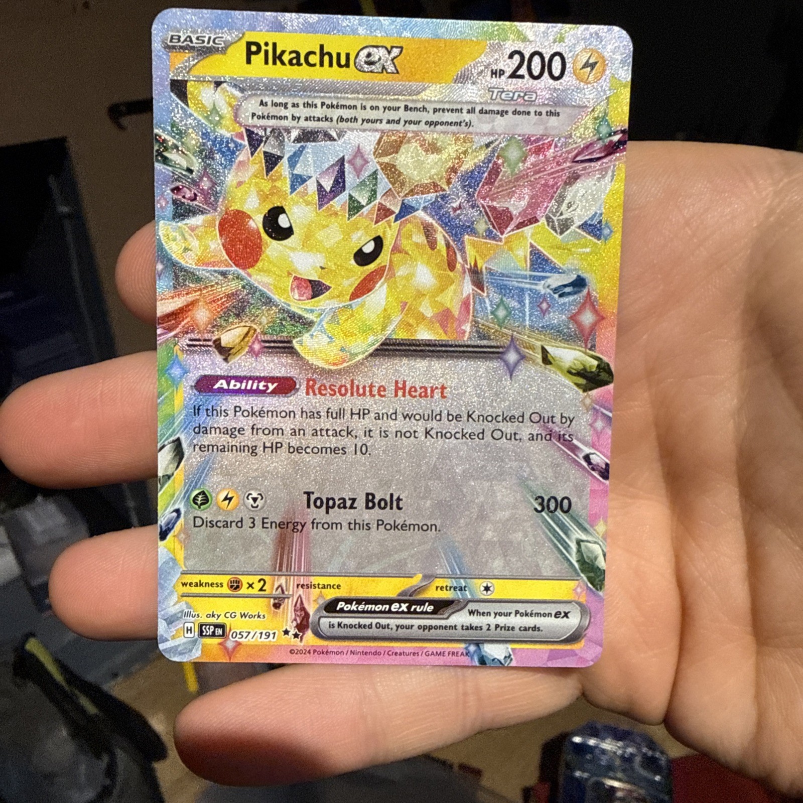Pokemon Pikachu ex 057/191 SV Surging Sparks Holo Card  mint 