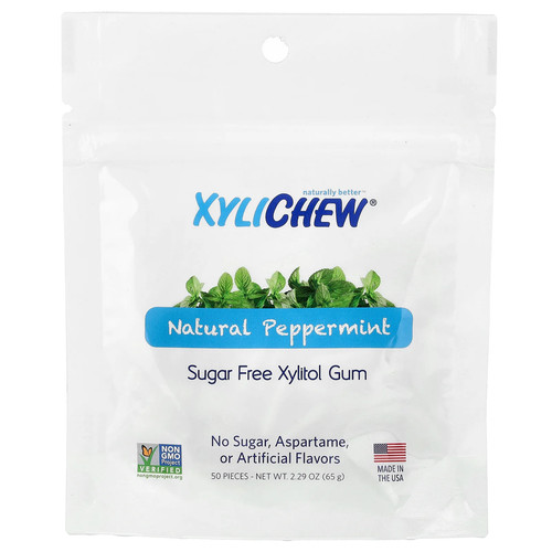 Sugar Free Xylitol Gum, Natural Peppermint, 50 Pieces, 2.29 oz (65 g)