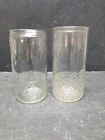 2 ANCHOR HOCKING CLEAR GLASS QUILTED DIAMOND PT JELLY JAR TUMBLERS 5 3/8"