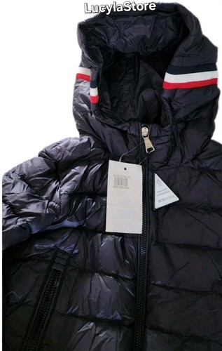 MONCLER GIROUX WATER RESISTANT DOWN PUFFER JACKET KIDS' 100 GRAM HOOD Navy NEW - Picture 12 of 24