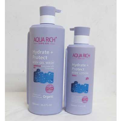 Aqua Rich Hydrate + Protect Body Wash Duschgel 1000ml + Bodylotion 500ml Set