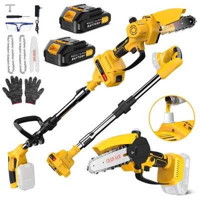 2in1 Cordless Pole Saw Stretchable Long Reach Cutter Pruner Saw Pole Chainsaw US