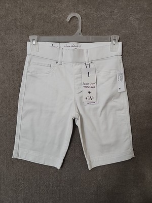 Gloria Vanderbilt Shape Effect Bermuda Shorts Womens 4 Petite White Pull On NEW