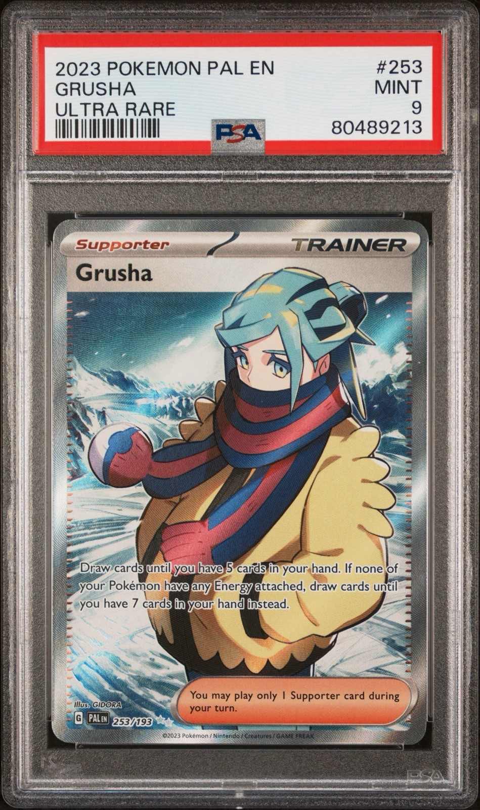 2023 POKEMON PAL EN-PALDEA EVOLVED ULTRA RARE #253 GRUSHA PSA 9