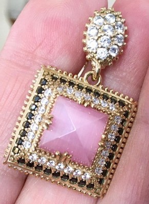 ECHTER Rosenquarz Saphir 14K Gold an massiv 925 Halskette schwarz weiß Prinzessin