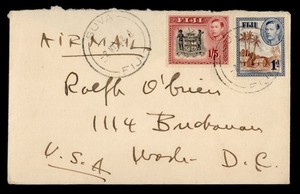 DR WHO 1948 FIJI SUVA AIRMAIL TO USA 1.50 R71615