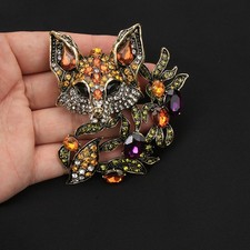 Luxury Large Crystal Flower Brooch Multicolor Rhinestone Floral Leaf Wedding Pin