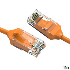 10FT CAT6 RJ45 Slim Ethernet LAN Network Cable Cord UTP Copper Wire 28AWG Orange