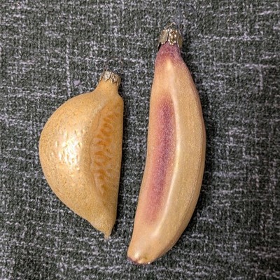 Glass Fruit Christmas Ornaments Banana Lemon Slice Made In Germany