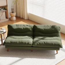 LLappuil 3-In-1 Futon Convertible Sofa Bed Corduroy Loveseat Sofa Couch Green