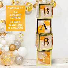 82 PCS Gold Neutral Baby Shower Decorations for Boy or Girl - Jumbo Transparent