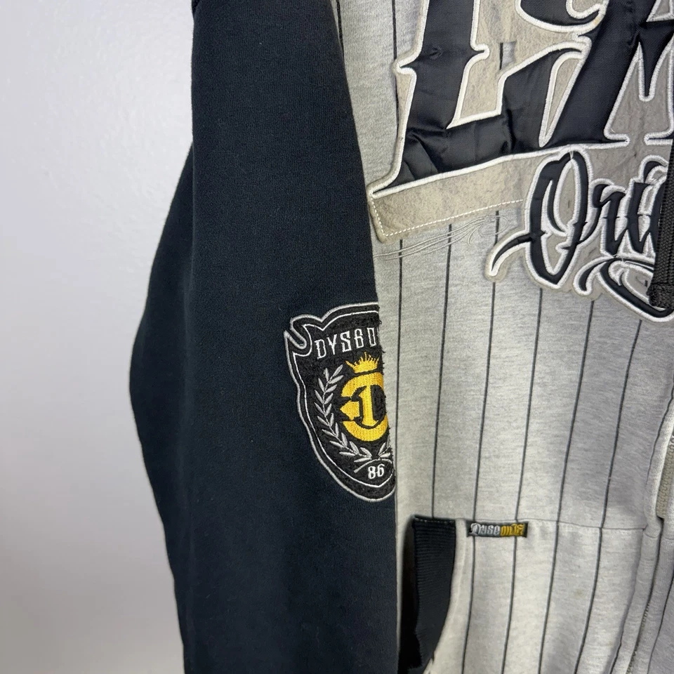 Винтажный Dyse один CALI оригиналы большой логотип в полоску Y2K вышитая куртка на молнии XL - Изображение 4 из 4